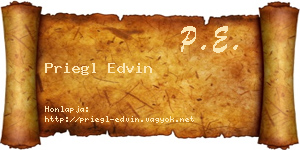 Priegl Edvin névjegykártya